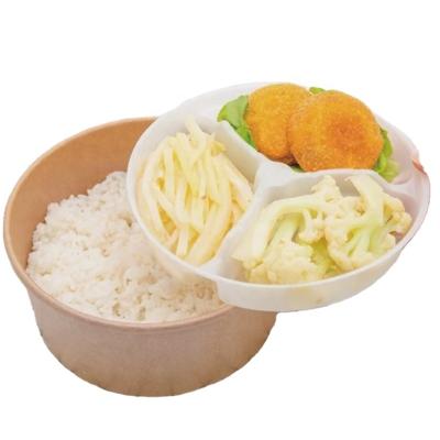 China White Paper Disposable Bowl 16oz 50oz Lunch Food Takeout Paper Bowl With Dish Tray Inside for sale