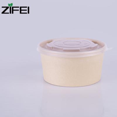 China Zifei Printed Biodegradable To Take Out Disposable Food Bamboo Paper Bowl Bowls Salad Bowl With Lid for sale