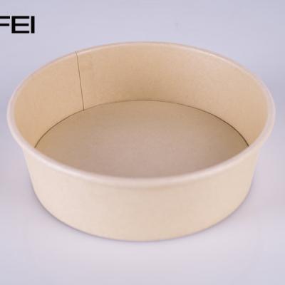 China Zifei Biodegradable Disposable Take Away Kraft Paper Salad Bowl With Bamboo PET Lid Plup Bowl for sale