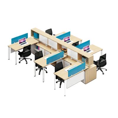 China Office Furniture Commercial Expandable Staff Workstation Partition Layout 4 Person Upright Desk for sale