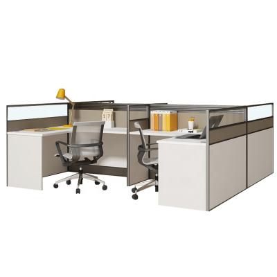 China Expandable Office Furniture L Shape Administrative Staff Workstation With Panel Desk Cubicle For 4 Person for sale