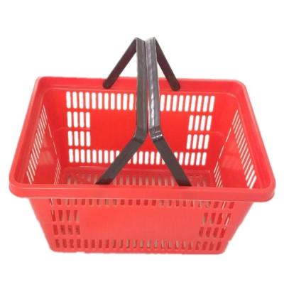 China Durable Hand Trolley Plastic ShiJie Grocery Display Baskets Plastic Retail Grocery Shopping Cart for sale