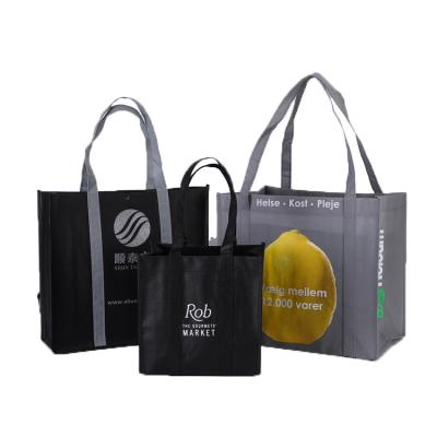 China Black Color Eco - Friendly Eco - Friendly Long Handle Non Woven Shopping Tote Bag With Handles At The Bottom for sale