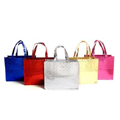 China Promotional Custom Metallic Laminated Non Woven Bag Eco - Friendly , Reusable Fabric Shopping Bag for sale