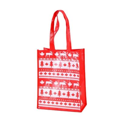 China Eco-friendly Promotional Custom Pattern Woven Bags Size Logo Printing Christmas Gift Beautiful Recycle Christmas Luxury Non Woven Shopping Bag for sale