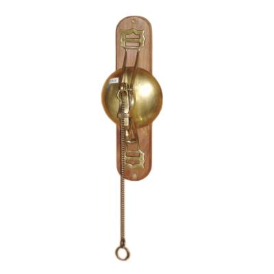 China Royal Antique Pure Brass Hanging Bell Europe Ship Bell High Grade Bell Wall Hanging Decor Brass Metal Wall Bell With Chain for sale