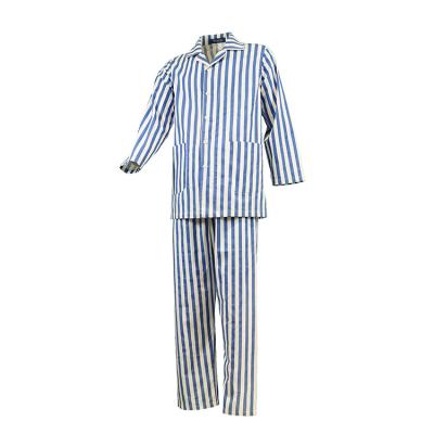 China Custom Size Hospital/Clinic Hospital Wear Blue Stripe Cotton Breathable Soft Pure Twill Patient Uniform for sale