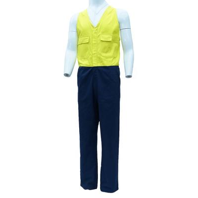 China Outdoor Customize Sleeveless V-Neck High Visibility Chino Service Two Tone Safe Coveralls for sale