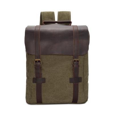 China Wholesale Cheap Waterproof Cloth School Bag Man Waxed Canvas Vintage Laptop Backpack for sale