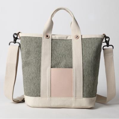 China Reusable Green Blank Canvas Fashion Wholesale Shopping Shoulder Tote Bag for sale