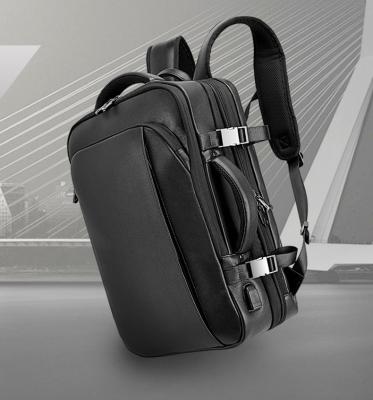 China With 2021 New USB Laptop Travel Bag Outdoor Men's Business Leather Backpack Large Capacity Waterproof Expandable Backpack for sale