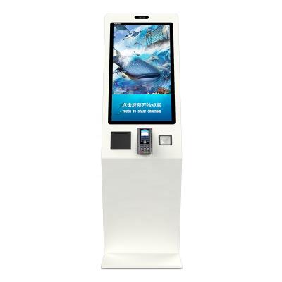 China 32 Inch Fast Food Restaurant Cinema Floor Stand All In One Touch Self Service Payment Ordering Kiosk for sale