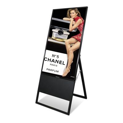 China Foldable Floor Stand Advertising Signage Board Ultra Thin LCD Window Display Screen Advertising Player With 32inch 43inch for sale