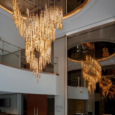 China Modern Bespoke Foyer Chandelier With Single Rod Pendant Art Lighting For Villa Staircase Decoration for sale