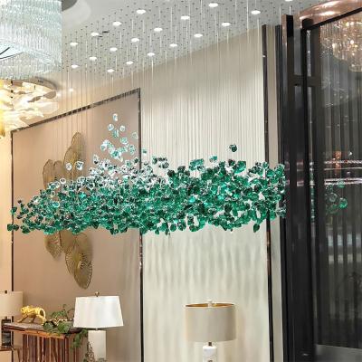 China Modern Custom Luxury Hotel Lobby Villa Green Stone Art Chandelier LED Lighting for sale