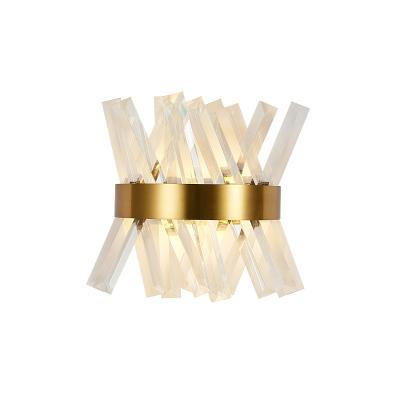 China Modern Nordic Post Modern Minimalist Stainless Steel Bedroom Wall Lamp With K9 Crystal Strip for sale