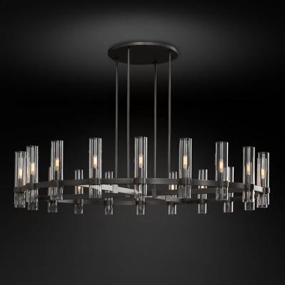 China Modern Duplex Hotel Restoration Hardware Ravelle Round Rotating Bronze Chandelier for sale