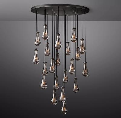 China Large and Luxury Gold or Ring Natural Stone Black Round Rock Crystal Chandelier for Modern Modern Living Room for sale