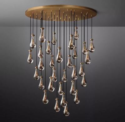 China China Modern Restoration Modern Custom Material Lighting Hanging Rain Round Chandeliers for sale