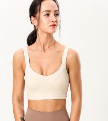 China OEM Antibacterial Design Your Own Women Padded White Strap Sports Bra Support for sale