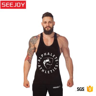 China Custom Made Yoga Sport Gym Cotton Mens Anti-pilling Print Tank Top Men Custom Workout Fitness for sale