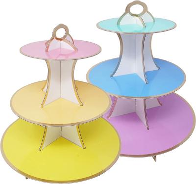 China 3-Tier Dessert and Cupcake Tray Stand decorative serving and paper tower for birthdays and all themed parties and events for sale