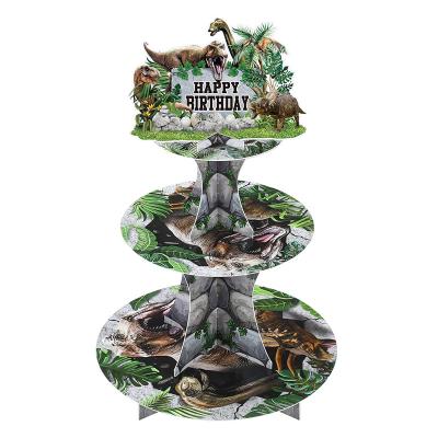 China Dinosaur Cupcake Paper Holder for Birthday Party Supplies Cupcake Tower and Jurassic Dinosaur Cup Cake Tier Holder Party Decorations for sale