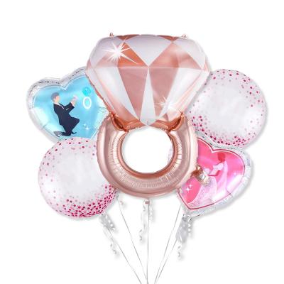 China Babyshower 5pcs Ring Foil Balloon Bouquets Wedding and Engagement Foil Helium Balloon for Party Decoration for sale