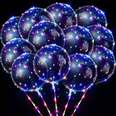 China LED Bobo Balloons Clear Space Helium Bubble Bobo Glow Balloons Light Up Bobo Balloons with String Lights for Parties Birthday Wedding Decor for sale