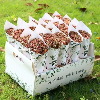 China Green Folded Leaves Wedding Paper Confetti Cone Stand Holder Wedding Tray Flower Wedding Paper Decor Holder Box for sale