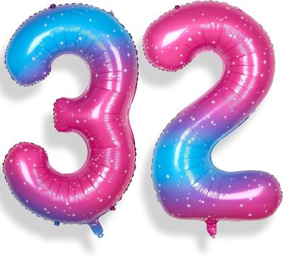 China Party 40 Inch For Big 0-9 Starry Happy Women 30th Big Number 30 Foil Mylar Balloons Birthday Party Decorations Supplies for sale