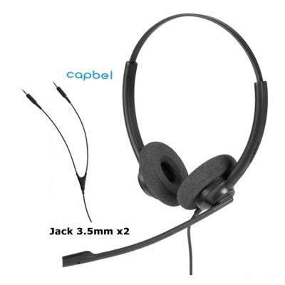 China Cheap Binaural Headset Mobile Phone Hands Free Business Headsets Plug In 3.5mm Dual Jack Call Center Headset for sale