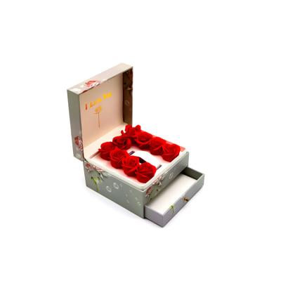 China Materials FocusBox Wholesale Custom Double Layer Cardboard Love Flower Square Recycled Paper Luxury Gift Box With Drawer for sale