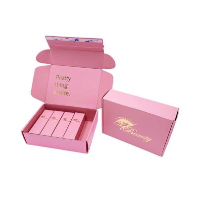 China Recycled Materials Customized Biodegradable Matte Pink Corrugated Mailer Boxes Cosmetic Color Skin Care Shipping Box for sale