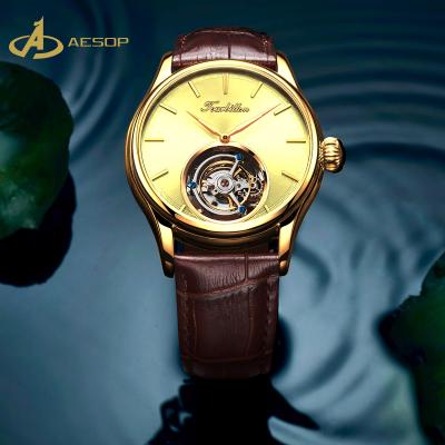 China Custom Luxury Semi-automatic Alarm OEM Mechanical Band Mens Lady Tourbillon Stainless Watch brand stee/leatherl for sale