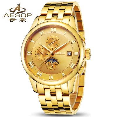 China Aesop Automatic Date Best Selling Advanced Design Movement Stainless Steel Gold Watch For Men Own Brand To Watch Automatic Watch Custom Men for sale