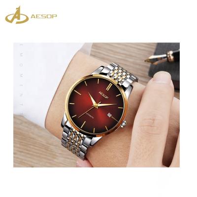 China Custom Alarm Watches Cool Design With Japan Quartz Movement Manufacturer Luxury Automatic Watch Men Genuine Leather Cool Watch for sale