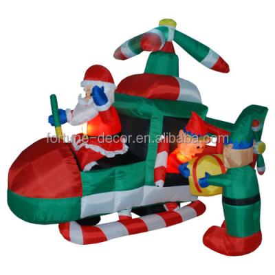 China Christamas Decoration 150cm 5ft Polyester Christmas Santa Driving Plane With Afo Holiday Decoration Inflatable Flat Christmas Santa Decoration for sale