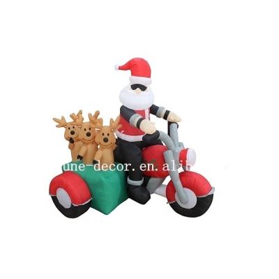 China Decoration 150cm Festival Inflatable Santa Claus 5ft With Three Reindeer Ride A Motorbike For Christmas Decoration Indoor Inflatable Outdoor Christmas for sale