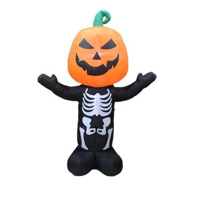 China Festival Decoration 210cm Inflatable Pumpkin Skelenton For Halloween Decoration Halloween Outdoor Inflatable Pumpkin Man for sale