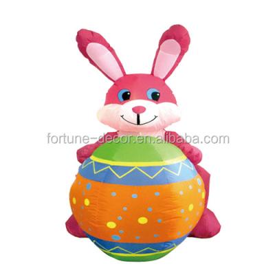 China Polyester 120cm Inflatable Pink Easter Bunny With Inflatable Giant Egg for sale