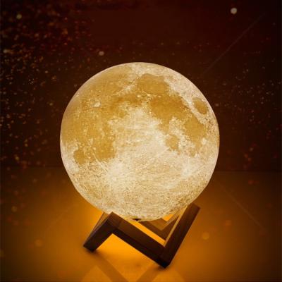 China Modern Moon Lamp 3d Printing Night Lights Touch Two Colors 15cm Height Lunar Moon Lamp for sale