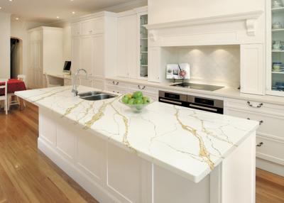 China 3200x1600mm 2cm Venus Calacatta Gold Quartz Slab Countertop for sale