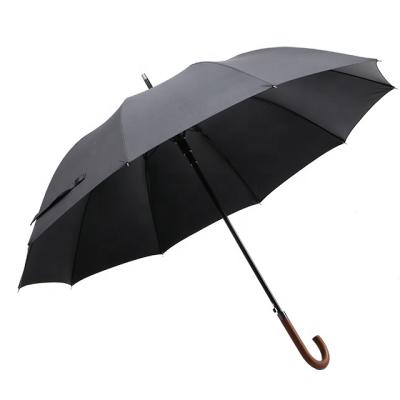 China British Minimalist High Quality Wood Waterproof Windproof Long Handle Men's Umbrella for sale