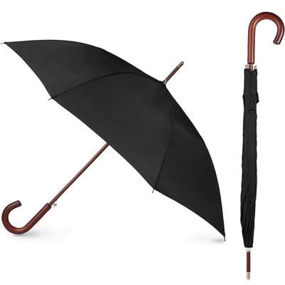 China Morden Luxury British Wooden Waterproof Automatic Open Stick Umbrella Long Handle Man Right Custom Umbrellas for sale