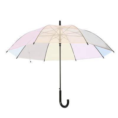 China Water Repellence Printed Transparent Umbrella Cheap Transparent Umbrella Logo Emblem Rainbow Umbrella for sale