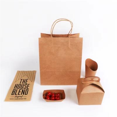 China Factory Outlet Packaging Materials Disposable Degradable Paper Material Small Recycled Kraft Paper Bag Brown Paper Bags for sale