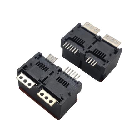 China Custom Size RJ45 52 6P 1X2 SMT Connector With Round Feet Yellow RJ45 Jack Ethernet Connector RJ45 With Magnetics Customize for sale