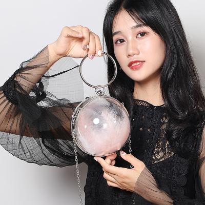 China High Quality Clear Acrylic Round Ball Special Customized Clutch Bag Fashion Lady Evening Clutch Bag Customized Clutch Bag for sale