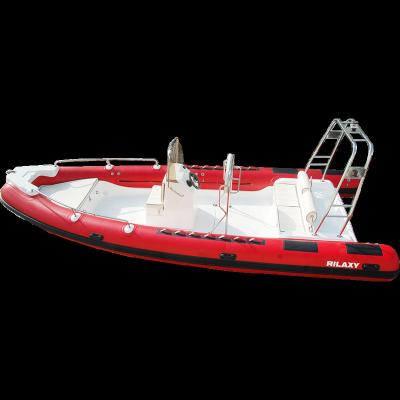 China Rilaxy 22ft Rigid Hull 6.8m Fiberglass Inflatable Boat RFA with Red Orca 866 Hypalon Fabric Tube, Work Barge RIB W680 for sale